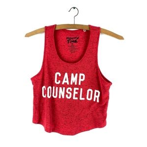 Mighty Fine Ribbed Crop Tank Top Camp Counselor